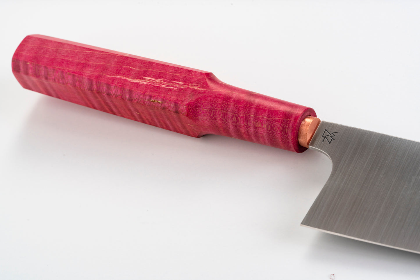 5.5" Nakiri Chef's Knife | Stabilized Curly Maple - Pink