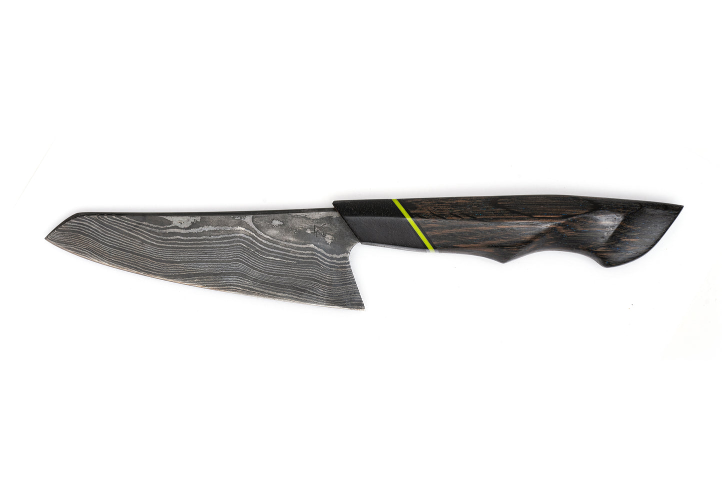Damascus 6" Gyuto Style Chef's Knife / Bog Oak and Ebony Handle