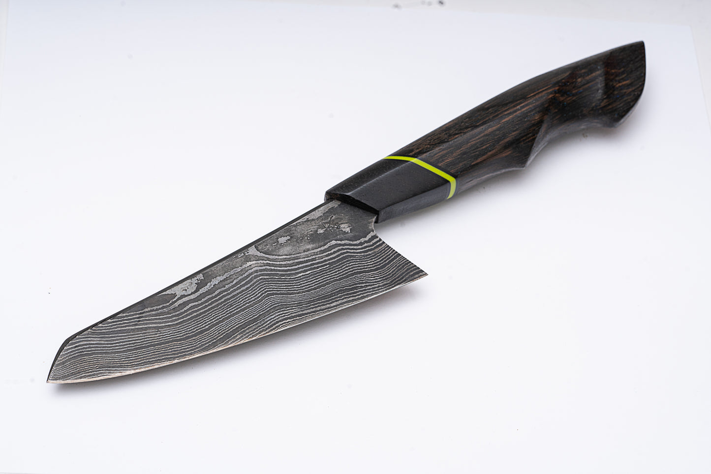 Damascus 6" Gyuto Style Chef's Knife / Bog Oak and Ebony Handle