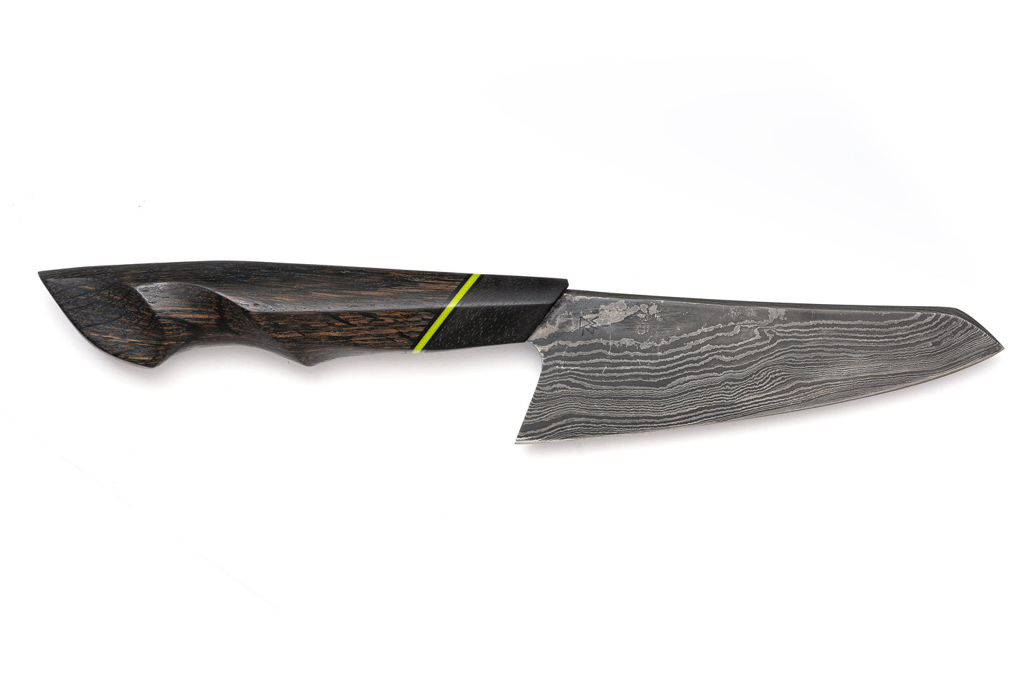Damascus 6" Gyuto Style Chef's Knife / Bog Oak and Ebony Handle
