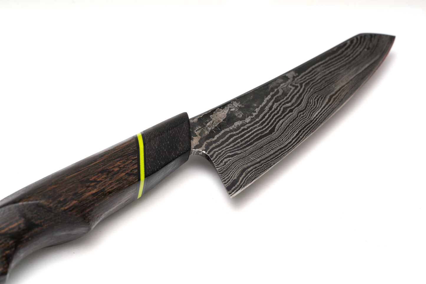 Damascus 6" Gyuto Style Chef's Knife / Bog Oak and Ebony Handle