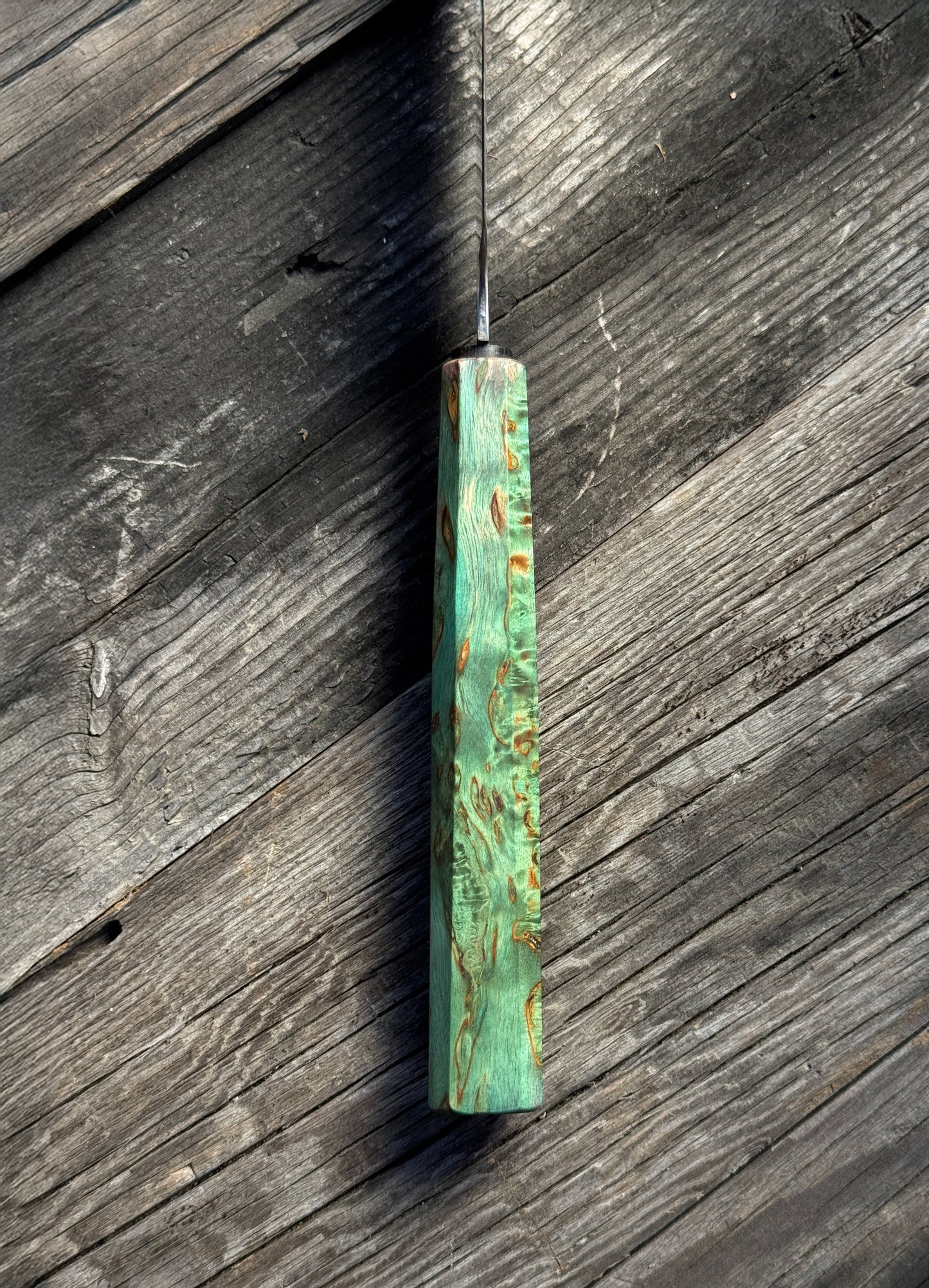 6" Nakiri Chef's Knife | Stabilized Karelian Birch Handle - Green