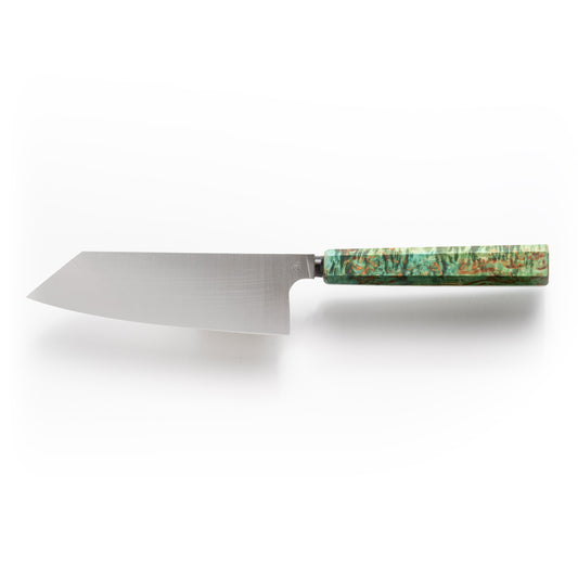 6" Bunka Chef's Knife | Stabilized Karelian Birch handle - Green