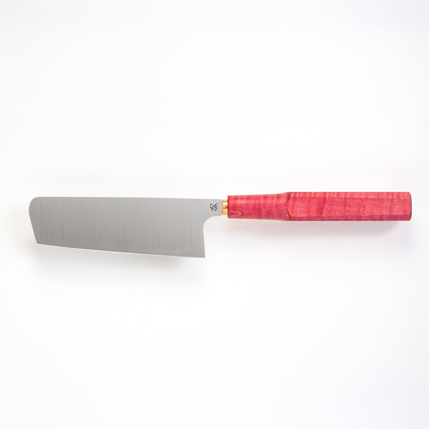 5.5" Nakiri Chef's Knife | Stabilized Curly Maple - Pink