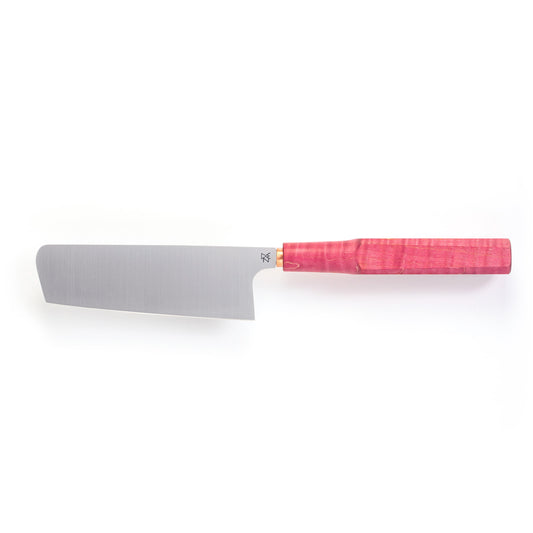 5.5" Nakiri Chef's Knife | Stabilized Curly Maple - Pink